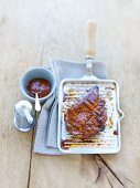 Grilled pork chop with a sweet chilli sauce