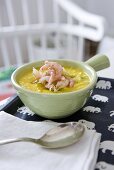 Sweetcorn soup with shrimps