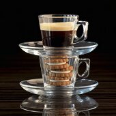 Espresso biscuits and espresso in glass cups