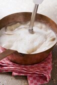 Chestnut sauce being pureed