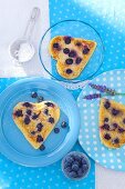 Heart-shaped blueberry pancakes