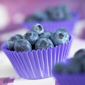 Blue berries in muffin cups