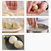 Making dumplings and putting them in boiling salt water