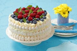 Meringue cake with berries