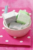 A bowl of homemade marshmallows