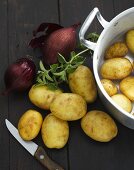 New potatoes, onions and oregano