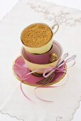 Steamed pudding in coffee cups