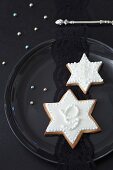 Shortbread biscuits (stars) with white icing