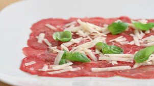 Carpaccio (beef with parmesan and basil, Italy)