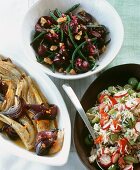 Fennel with red onions, beetroot salad and rice salad