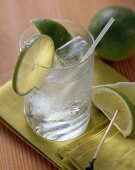 Ein Glas Gin Tonic mit Limetten & Eiswürfeln