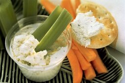 Herb Dip with Celery and Carrot Sticks