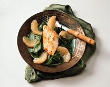 Miso Cod with Grapefruit and Spinach
