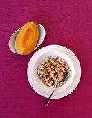 Oatmeal with Raisins and a Wedge of Cantaloupe