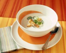 White gazpacho with green grapes and croutons