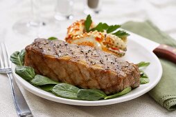 Surf & Turf: NY Strip Steak with Crab Legs