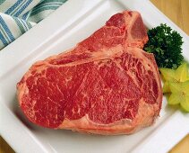 T-Bone Steak on White Plate
