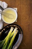White Butter Sauce in Bowl, Leeks