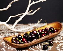 Cherries in Wooden Dish