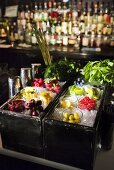 Bar Station with Garnishes on Ice