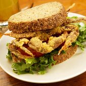 Fried Soft Shell Crab Sandwich with Lettuce and Tomato