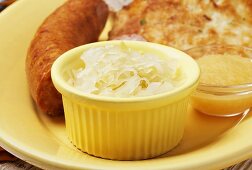 Sauerkraut with Sausage; Potato Pancake and Applesauce