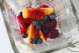 Fresh Fruit in a Blender; From Above