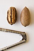 Cracked Pecan and Whole Pecan in Shell; Nut Cracker