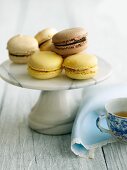 Assorted Macaroons on a Marble Pedestal Dish