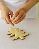 Decorating a Christmas Tree Shaped Sugar Cookie