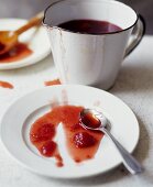 Strawberry Sauce on a Plate and in a Pitcher