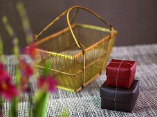 Ornamental boxes and basket