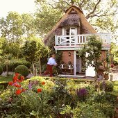 A 19th century German thatched-roof house