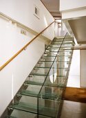 Staircase with transparent steps