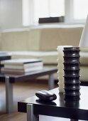 Pottery pieces on black coffee table