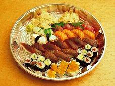 Assorted Sushi on a Round Platter