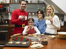 A family eating gingerbread men