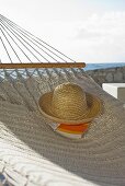 A hat and a book on a hammock