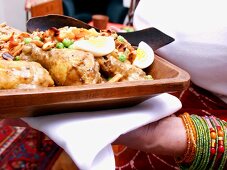 African chicken with peanuts and egg