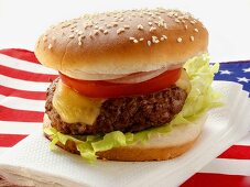 Hamburger auf USA-Flagge