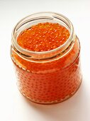 Trout caviare in jar