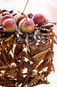 Black Forest cherry gateau with marzipan cherries