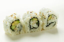 Inside-out rolls with fish and avocado