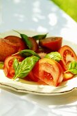 Tomatoes with fresh basil