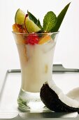 Fruity cocktail with coconut milk