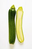 Whole and half courgette
