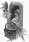 Frau mit Einkaufskorb (Illustration)