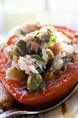 Tomatoes stuffed with tuna, capers and parsley