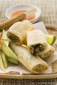 Spring rolls with cucumber and dip