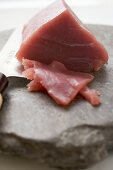 Tuna fillet, partly sliced